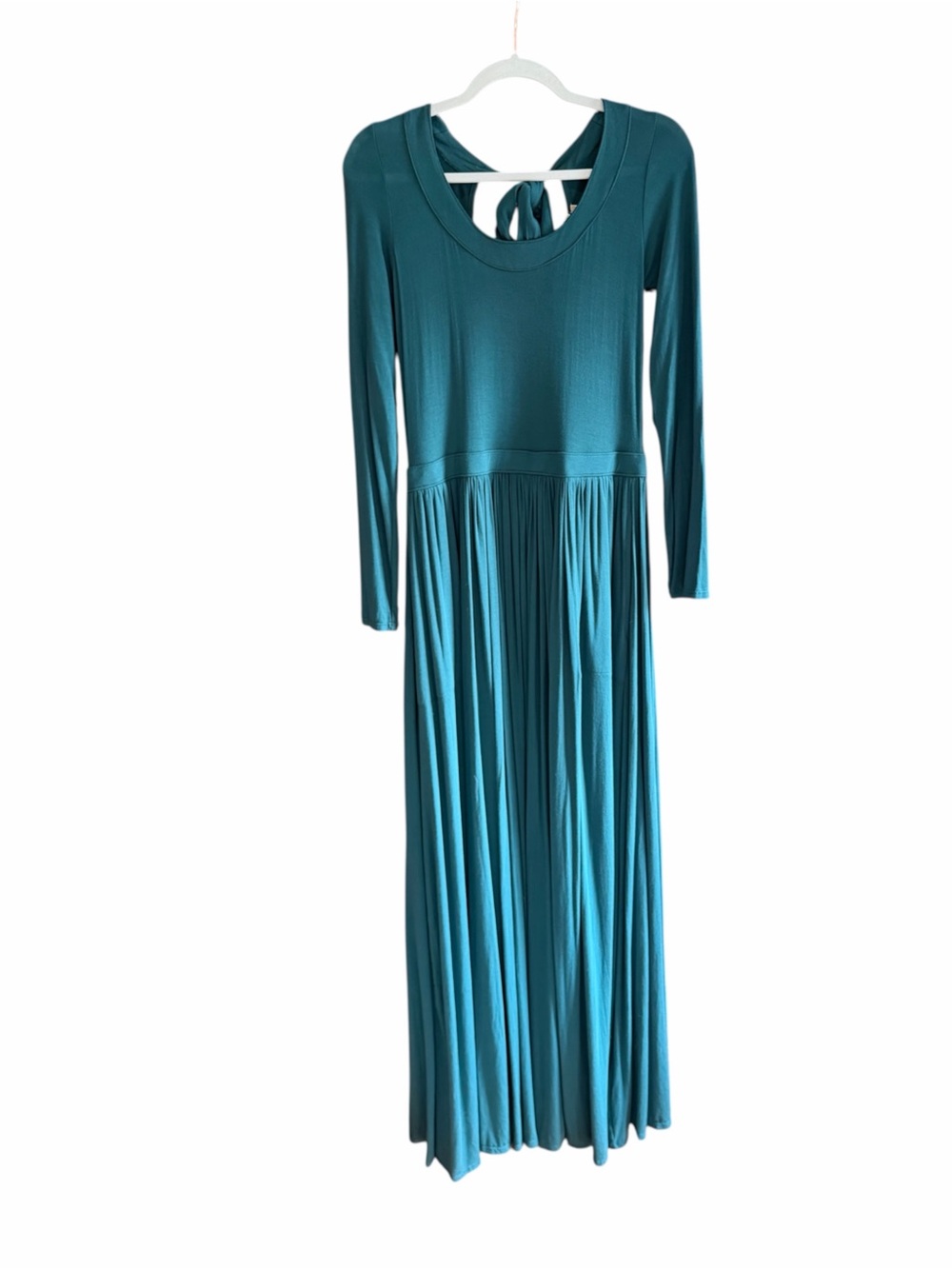 FREE PEOPLE Beach Teal Long Sleeve Tie Back Maxi Dress S